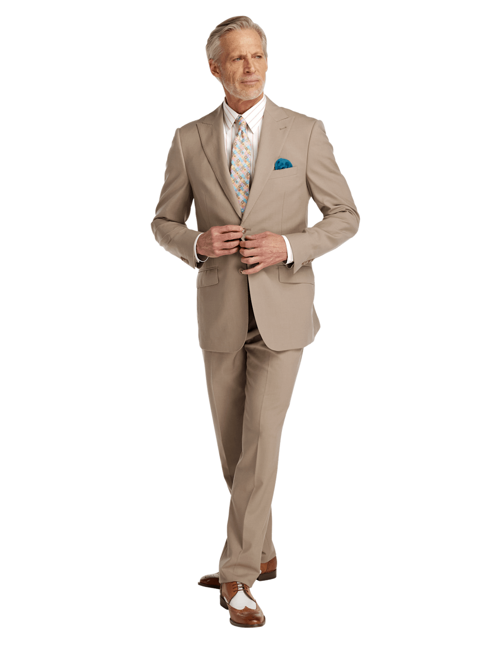 Alternate Image of Wool Stretch Bengaline Single Breasted Peak Lapel Suit-1