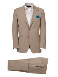 Wool Stretch Bengaline Single Breasted Peak Lapel Suit - Light Tan