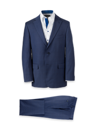 Wool Blend Plaid Single Breasted Notch Lapel Suit -