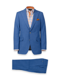 Wool Stretch Bengaline Peak Lapel Suit - French Blue