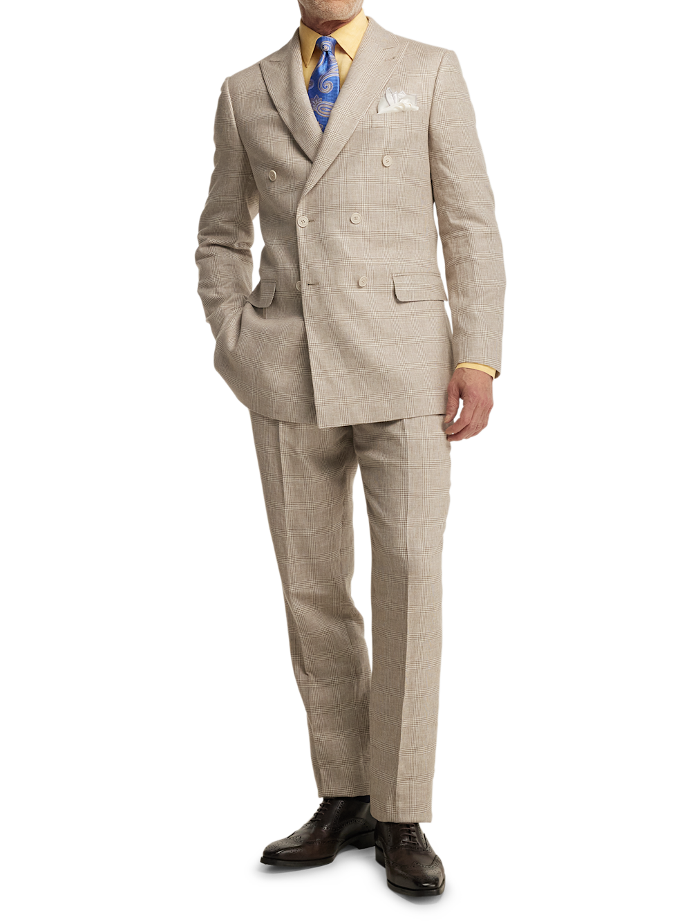 Alternate Image of Linen Blend Plaid Peak Lapel Suit-1