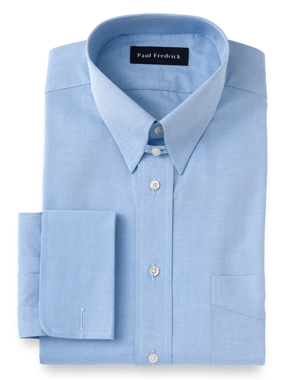 Product Image of Superfine Egyptian Cotton Solid Color Button Tab Collar French Cuff Dress Shirt-Blue