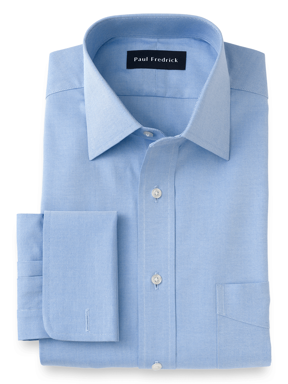 Product Image of Superfine Egyptian Cotton Solid Color Spread Collar French Cuff Dress Shirt-Blue