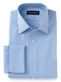 Superfine Egyptian Cotton Solid Color Spread Collar French Cuff Dress Shirt - Blue
