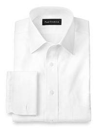 Superfine Egyptian Cotton Solid Color Spread Collar French Cuff Dress Shirt - White