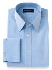 Superfine Egyptian Cotton Solid Color Straight Collar French Cuff Dress Shirt - Blue
