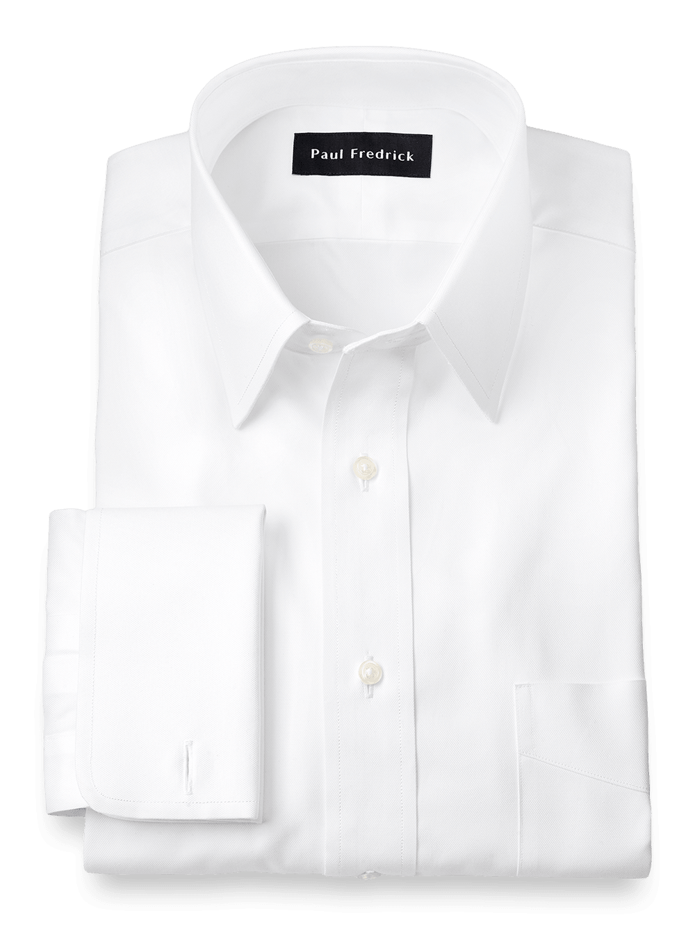 Product Image of Superfine Egyptian Cotton Solid Color Straight Collar French Cuff Dress Shirt-White