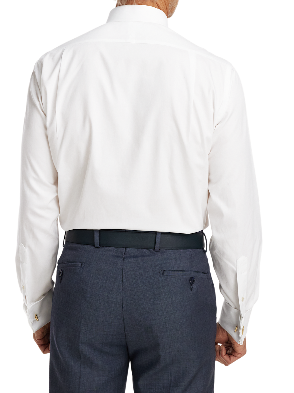 Alternate Image of Non-iron Cotton Pinpoint Solid Snap Tab Collar French Cuff Dress Shirt-4
