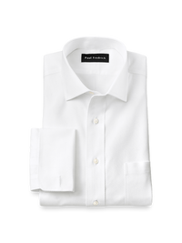 Non-Iron Cotton Twill Spread Collar French Cuff Dress Shirt - White