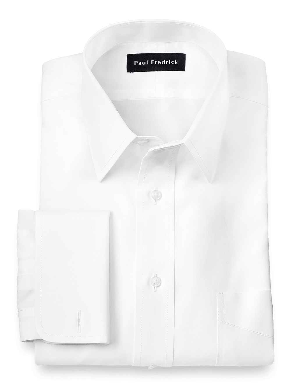 Product Image of Supima Non-iron Cotton Solid Color Straight Collar French Cuff Dress Shirt-White