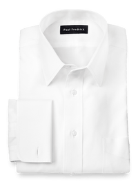 Supima Non-Iron Cotton Solid Color Straight Collar French Cuff Dress Shirt - White