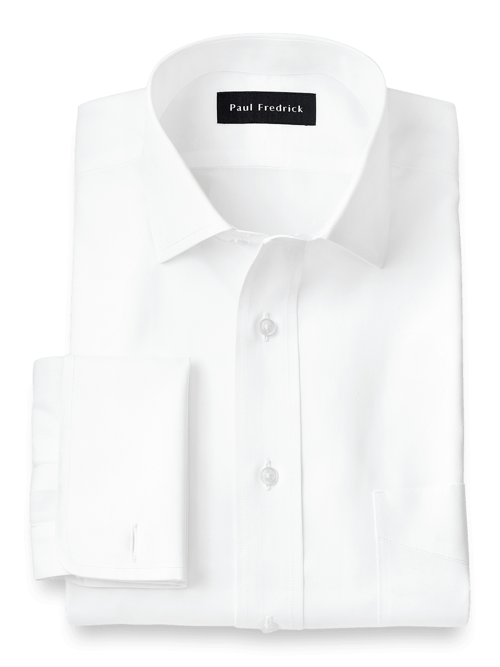 Product Image of Supima Non-iron Cotton Solid Color Spread Collar French Cuff Dress Shirt-White