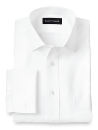 Supima Non-Iron Cotton Solid Color Spread Collar French Cuff Dress Shirt - White