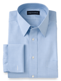 Impeccable Non-Iron Cotton Pinpoint Straight Collar French Cuff Dress Shirt - Blue