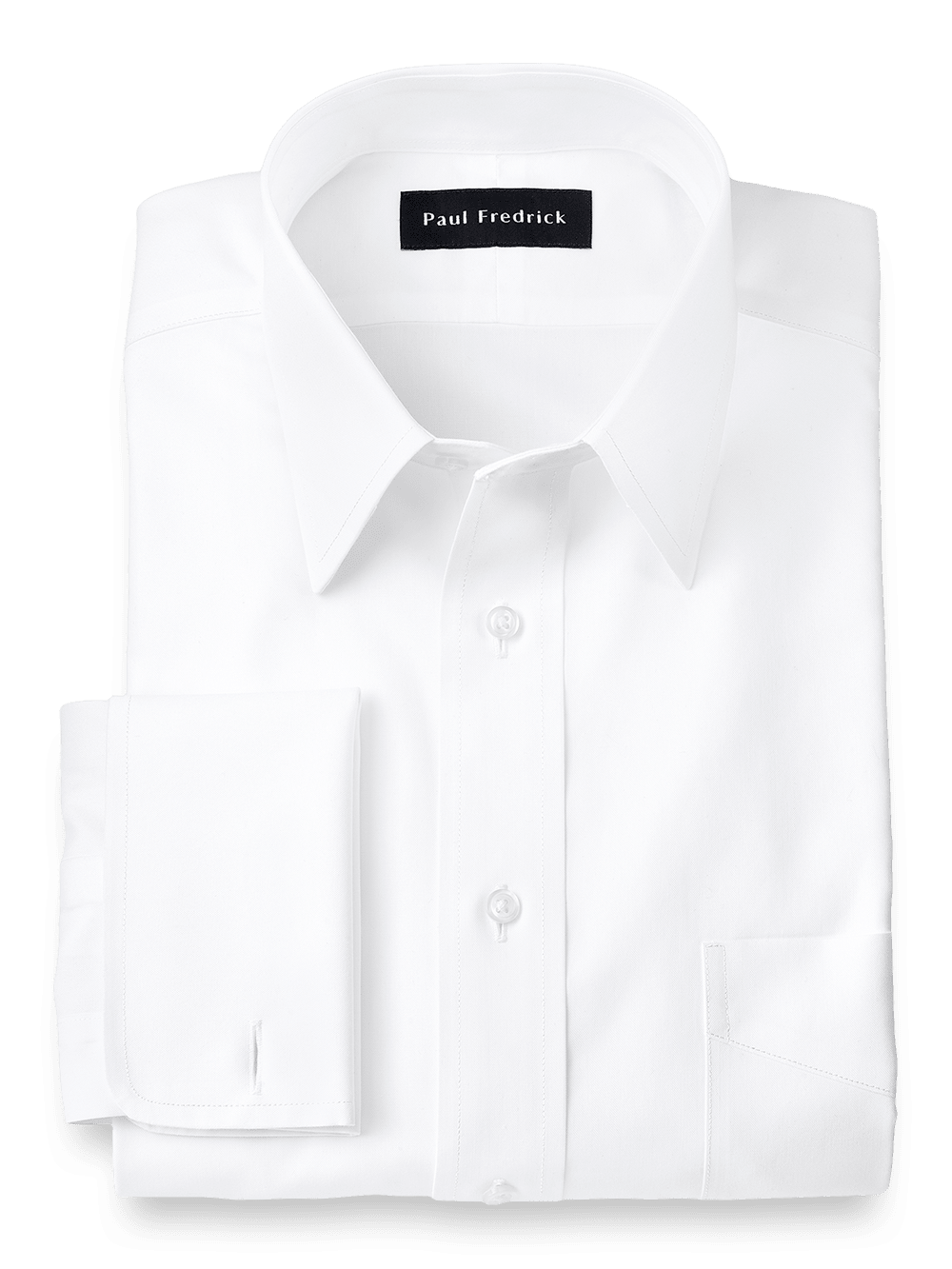 Product Image of Impeccable Non-iron Cotton Pinpoint Straight Collar French Cuff Dress Shirt-White