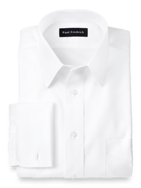 Impeccable Non-Iron Cotton Pinpoint Straight Collar French Cuff Dress Shirt - White