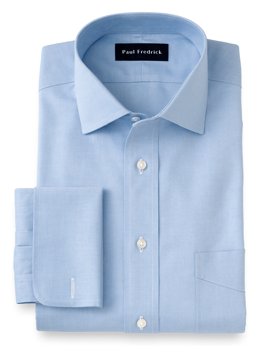 Product Image of Impeccable Non-iron Cotton Pinpoint Spread Collar French Cuff Dress Shirt-Blue
