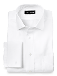 Impeccable Non-Iron Cotton Pinpoint Spread Collar French Cuff Dress Shirt - White