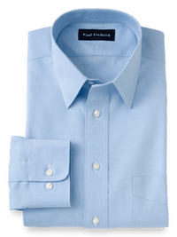 Slim Fit Impeccable Non-Iron Cotton Pinpoint Straight Collar Dress Shirt - Blue