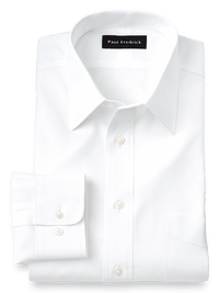Slim Fit Impeccable Non-Iron Cotton Pinpoint Straight Collar Dress Shirt - White