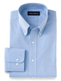 Slim Fit Superfine Egyptian Cotton Solid Color Button Down Collar Dress Shirt - Blue