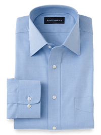 Slim Fit Superfine Egyptian Cotton Solid Color Spread Collar Dress Shirt - Blue