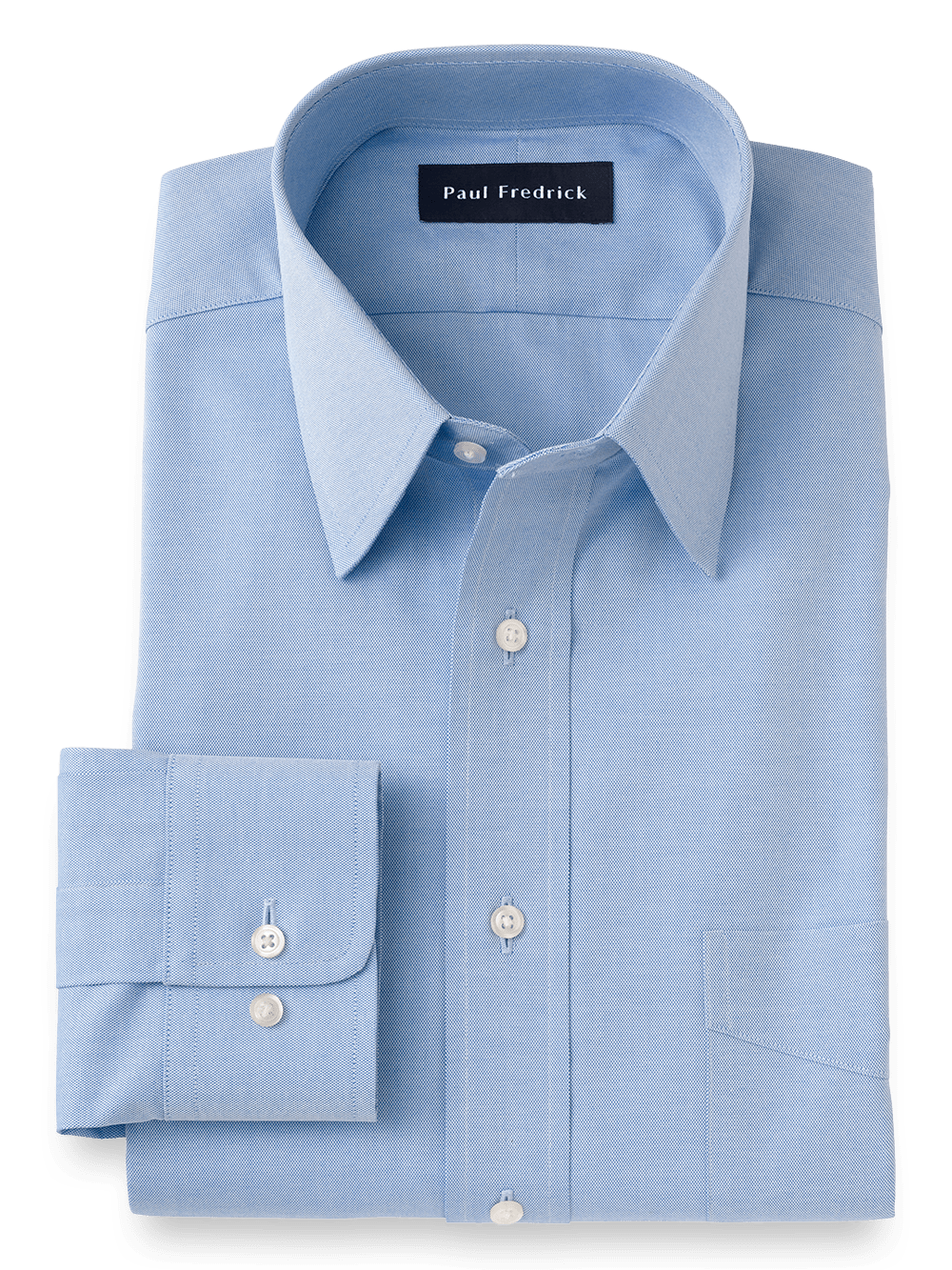 Product Image of Slim Fit Superfine Egyptian Cotton Solid Color Straight Collar Dress Shirt-Blue