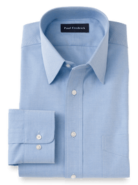 Slim Fit Superfine Egyptian Cotton Solid Color Straight Collar Dress Shirt - Blue