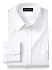 Slim Fit Superfine Egyptian Cotton Solid Color Straight Collar Dress Shirt - White