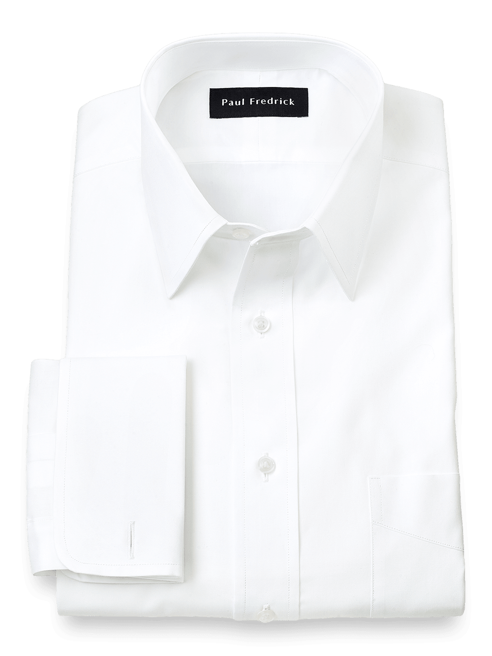 Product Image of Slim Fit Pure Cotton Broadcloth Straight Collar French Cuff Dress Shirt-White