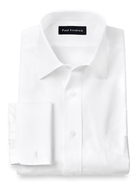 Pure Cotton Broadcloth Spread Collar French Cuff Dress Shirt - White