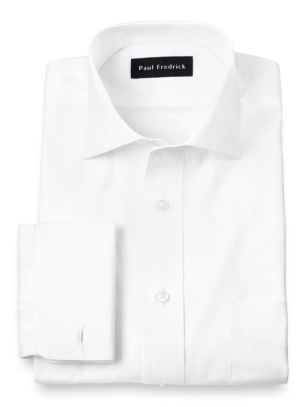 Product Image of Pure Cotton Broadcloth Spread Collar French Cuff Dress Shirt-White
