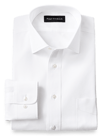 Supima Non-Iron Cotton Solid Color Spread Collar Dress Shirt - White