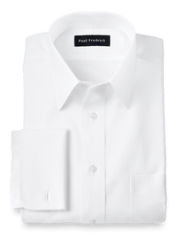 Slim Fit Impeccable Non-Iron Cotton Pinpoint Straight Collar Dress Shirt - White