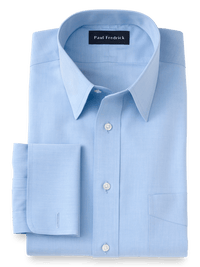 Supima Non-Iron Cotton Solid Straight Collar French Cuff Dress Shirt - Blue
