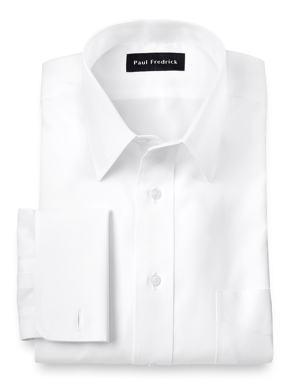 Product Image of Supima Non-iron Cotton Solid Straight Collar French Cuff Dress Shirt-White