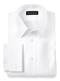 Supima Non-Iron Cotton Solid Straight Collar French Cuff Dress Shirt - White