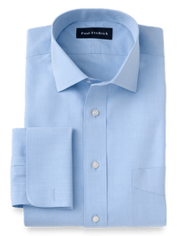 Slim Fit Supima Non-Iron Cotton Spread Collar French Cuff Dress Shirt - Blue