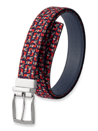 Stockings Motif Reversible Belt - Navy/red
