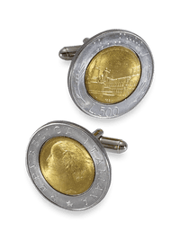 Genuine Italian 500 Lire Coin Cufflinks - Silver/gold