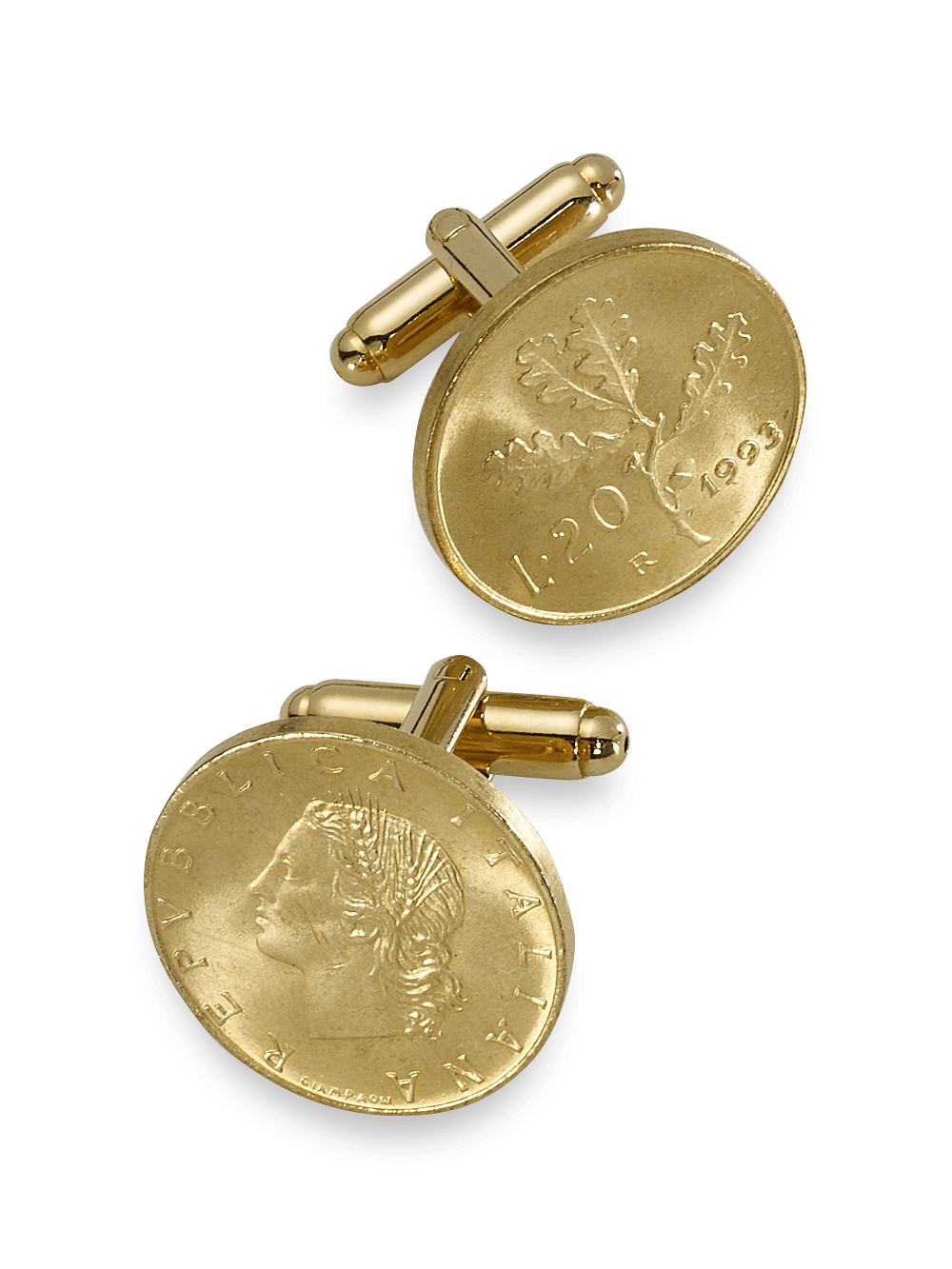 Product Image of Genuine Italian 20 Lire Coin Cufflinks-Gold