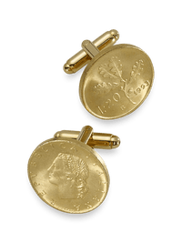 Genuine Italian 20 Lire Coin Cufflinks - Gold