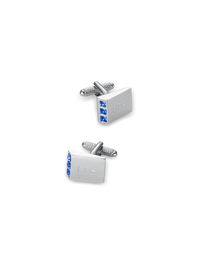 Crystal Side Engravable Cufflinks - Blue