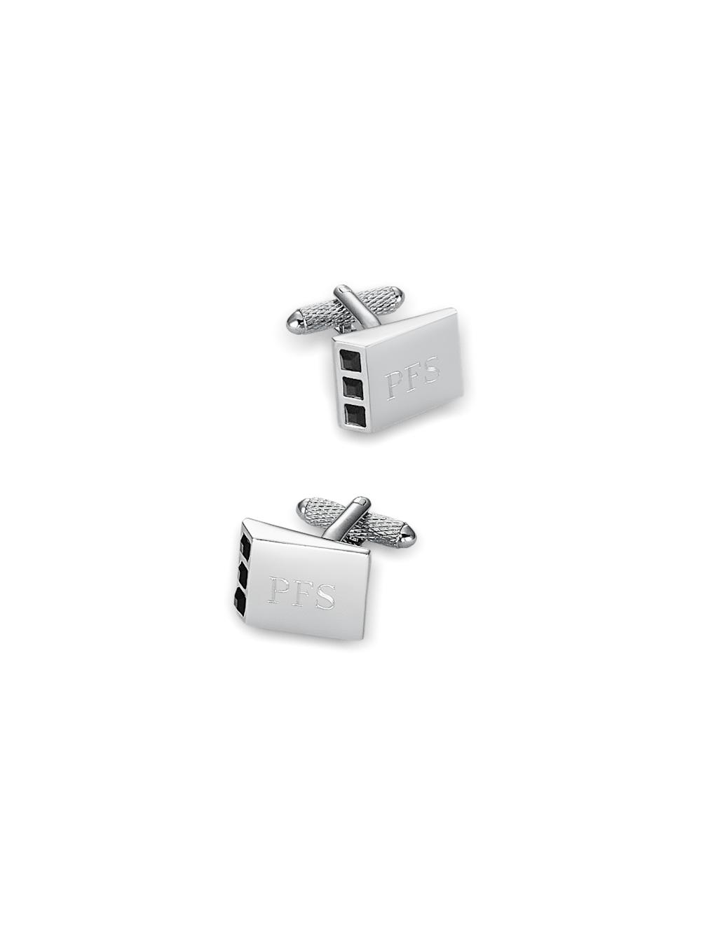 Product Image of Crystal Side Engravable Cufflinks-Black