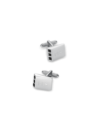 Crystal Side Engravable Cufflinks - Black