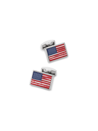 Semi Precious Stone American Flag Cufflinks - Red/white/blue