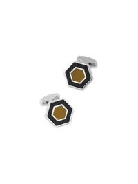 Enamel Hexagon Cufflinks - Black/tan