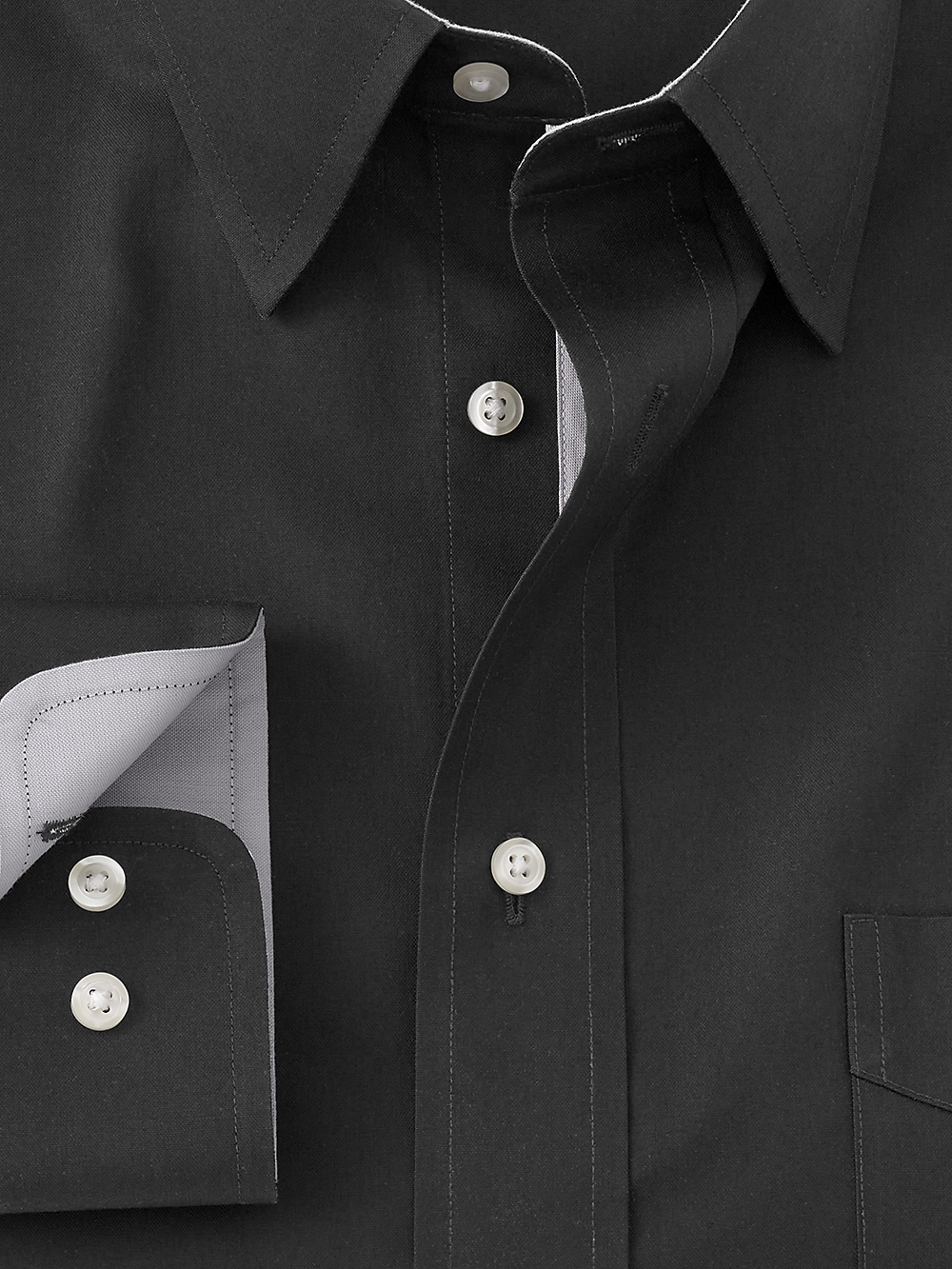 Alternate Image of Non-iron Cotton Solid Dress Shirt With Contrast Trim-1