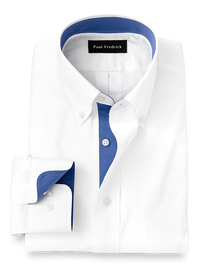 Pure Cotton Solid Dress Shirt With Contrast Trim - White