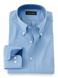 Pure Cotton Solid Dress Shirt With Contrast Trim - Blue